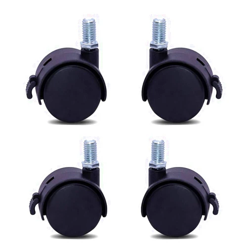 Helonge Furniture Replacement Casters,4 Pcs M8 Swivel Stem Casters with Locking Brake, 5/16 Inch Stem Diameter