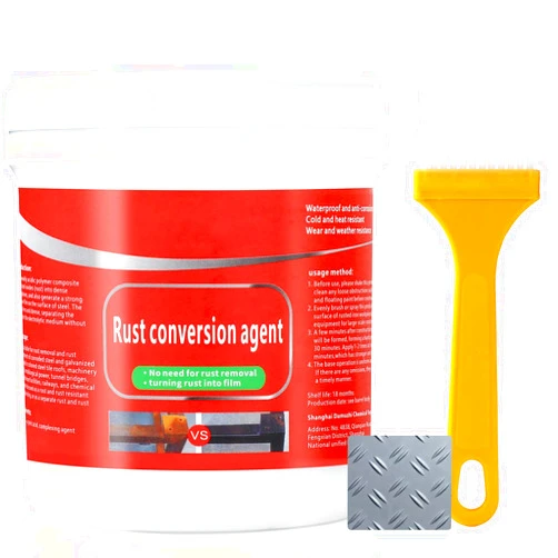 TPTAL Water-Based Metallic Paint,Rust Removal Converter Metallic Paint,Rust Remover Converter for Metal, Car Anti Rust Paint Chassis Universal Rust Removal Converter with Brush (Grey)