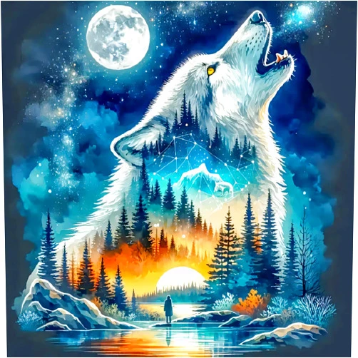Ammklfh Wolf Forest Diamond Art Kits for Adults Beginners, 5D DIY Diamond Painting Kits Full Round Drill,Paint by Diamonds Dot Gem Art Crystal Easy,Home Wall Decor 14x14 Inch