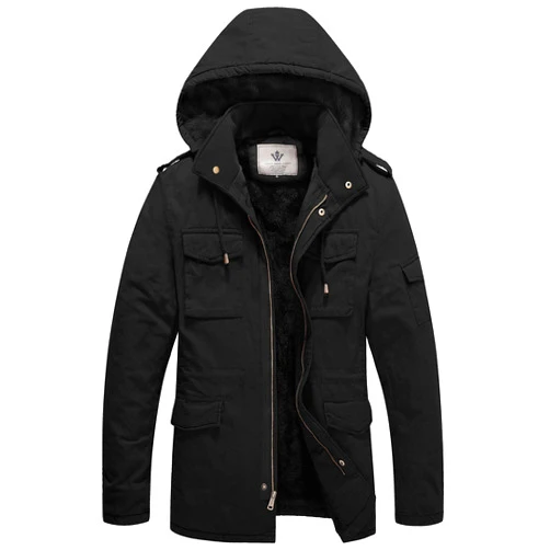 WenVen Men's Winter Military Thicken Parka Jacket Warm Coat with Removable Hood
