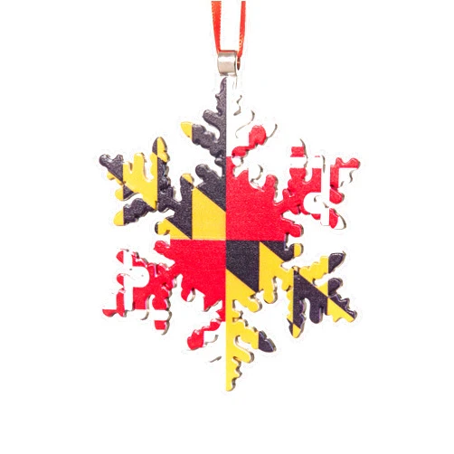 Collegiate Pulse Maryland Flag Snowflake Christmas Ornament