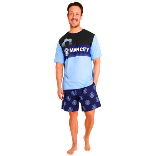 Manchester City FC Manchester City F.C. Mens Short Pyjamas Set, Cotton Lounge Wear Man City Gifts