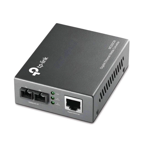 TP-Link Gigabit SFP to RJ45 Fiber Media Converter, Fiber to Ethernet Converter 10/100/1000Mbps RJ45 Port to 1000Base-SX Multi-Mode Fiber (MC200CM) Black