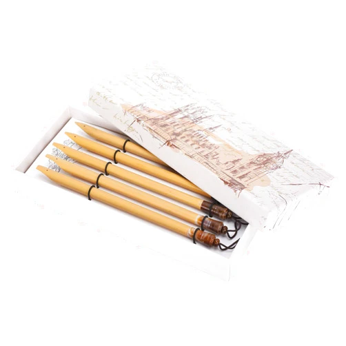 Yosoo Health Gear Bamboo Cane Qalam Pens, 5PCS Calligraphy Dive Pen, Vintage Handcrafted Manga Calligraphy Pens for Writing, Drawing, Painting (Natural Bamboo Tip Set)