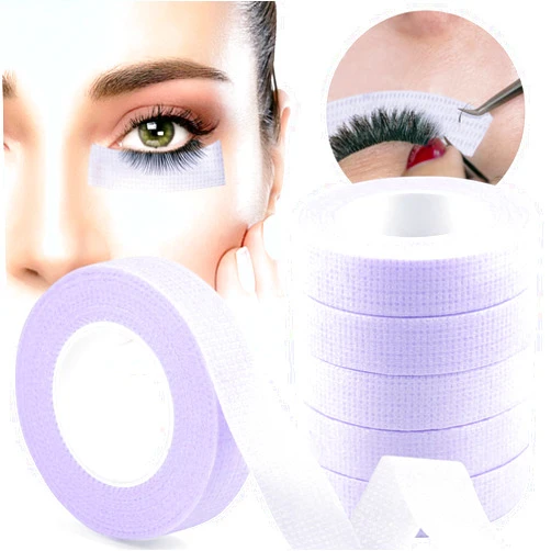 EBANKU 6 Rolls Lash Extension Under Eye Tape EBANKU Breathable Fabric Eyelash Tape Micropore Adhesive Tape for Eyelashes Extension Supply Individual Eye Lashes Tools (Purple)