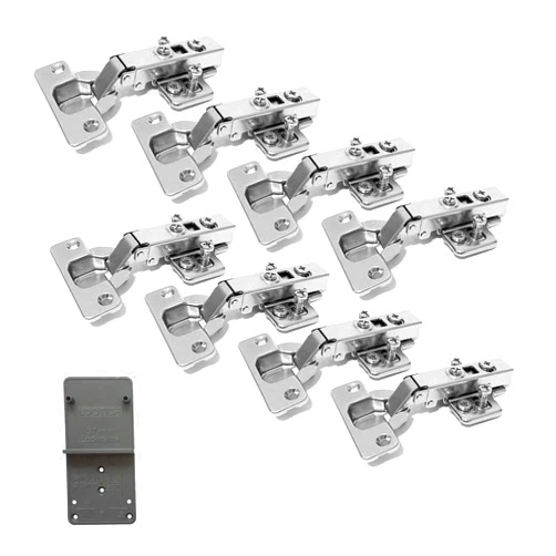 LOOTICH 110 Degree Full Overlay 35mm Soft Close Hinge with Hydraulic Damper for Kitchen Cabinet Cupboard Wardrobe Door Automatic Hinges with Cushioning European Type Pack of 8