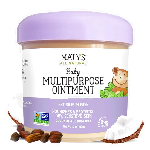 Matys Multipurpose Baby Ointment, All Over Gentle Skin Protection for Newborns & Up, Soothes Dry Irritated Skin, Diaper Area, Dry Scalp, Drool Irritation, Petroleum Free, Fragrance Free, 10 oz tub