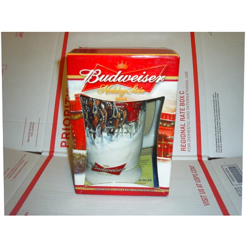 Budweiser Anheuser-Busch Budweiser Holiday Stein Series - 2006 Sunset At The Stables - Clydesdales Pulling the Holiday Beer Wagon