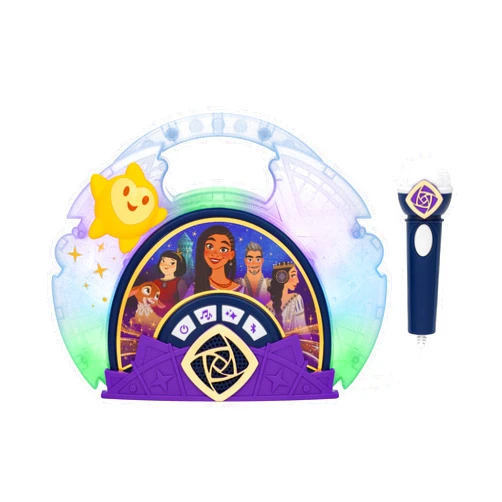eKids Disney Wish Karaoke Microphone with Bluetooth Speaker for Fans of Disney Toys, Kids Karaoke Machine with Built in Music