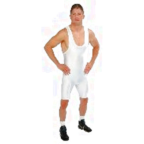 Matman White Heavy Weight Lycra Wrestling Singlet - L