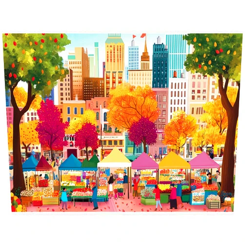 Nitktaia 500 Pieces Puzzle for Adults–Beautiful Autumn Market Puzzle for Adults Children Elderly–Recycled Paper Jigsaw Puzzle 500 Piece–Glossy, Sturdy Pieces Challenging Family Game Great Gift Idea (20.5x15in)