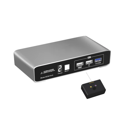 Terived 2 Port KVM Switch HDMI 8K@60Hz 4K@144Hz with Wired Remote Switching, USB3.0 HDMI2.1 Switch for Two Computers One Monitor, Digital Display Aluminum Body Cable inclued
