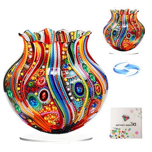 LIULIMI DIY 5d Diamond Painting Kits,Special Shaped Diamond Art Kit,Stand Up Acrylic Tabletop Ornaments Making kit,Diamond dotz Painting Double Sided, Gift（vase）
