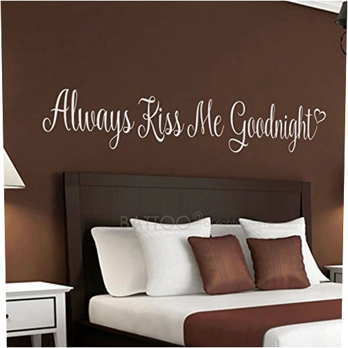 BATTOO Always Kiss Me Goodnight Wall Decal - Vinyl Lettering - Vinyl Wall Decal - Couple Room - Bedroom Ideas - Nursing Room Decor - Wall Sticker(White, 50