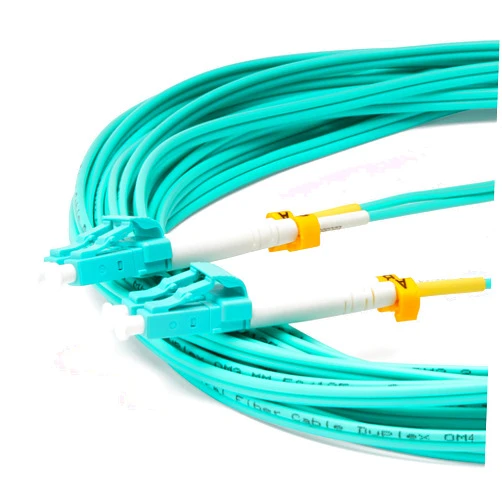 TRUE CABLE trueCABLE LC to LC OM4 Fiber Patch Cable, 25m (82.02ft), UPC Polish, 100GB Multimode (MM) Duplex 50/125um, Riser Rated (OFNR), UL Listed, 1pc, Aqua