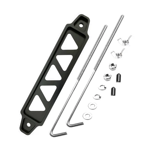 ARONOVA Battery Hold Down Sets,With Billet Aluminum Battery Tie Down Bracket and 18-8(304) Stainless Steel J bolts (Black, 10 inch bolts)