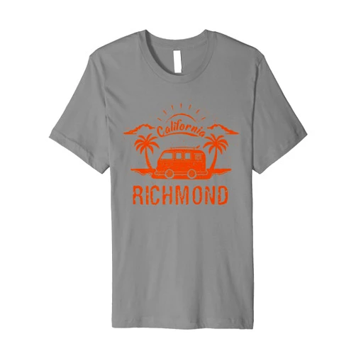 Retro Vintage surf Richmond, CA palm trees Richmond, CA California retro vintage surfing beach Premium T-Shirt