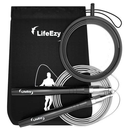 LIFEEZY Jump Rope, High Speed Weighted Jump Rope - Premium Quality Tangle-Free - Self-Locking Screw-Free Design - Jump Ropes for Fitness - Skipping Rope for Workout Fitness, Crossfit & Home Exercises
