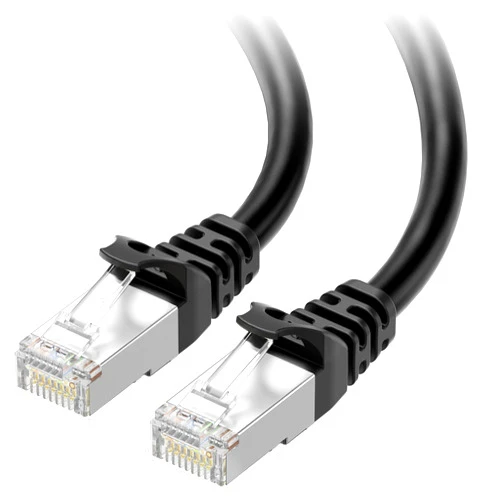 Cable Matters 10Gbps Snagless Short Shielded Cat6A Ethernet Cable 7 ft (SSTP, SFTP Shielded Ethernet Cable, Shielded Cat6 Cable, Cat 6 Shielded Network Cable) in Black