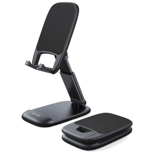 Lamicall Foldable Phone Stand for Desk - Height Adjustable Cell Phone Holder Portable Cellphone Cradle Desktop Dock Compatible with iPhone 16 15 14 13 Pro Max Mini, 12 11 XR X 8 Plus SE, Smartphone