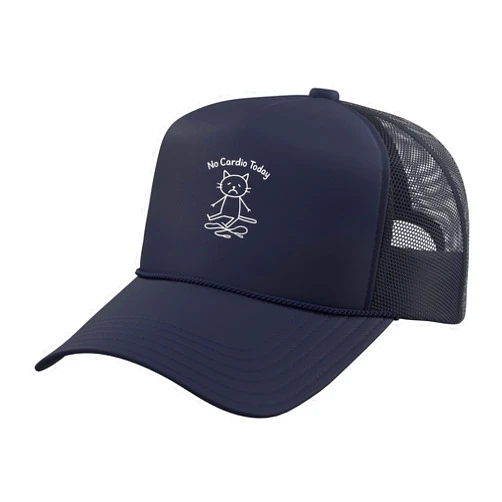 Funny Sad Cat Meme Gifts Funny Sad Cat Meme No Cardio Today Gym Workout Fitness Lover Trucker Hat with Adjustable Mesh Back
