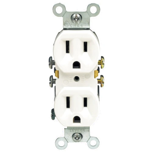 Leviton 5320-WMP 15 Amp, 125 Volt, Duplex Receptacle, Residential Grade, Grounding, 10-Pack, White