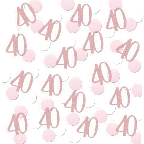 MAGJUCHE Rose Gold 40 Confetti, 40th Glitter Birthday Number Confetti, 200pcs Anniversary Party Table Decoration Supplies