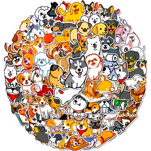 ROTY 100 Pieces Cute Dog Stickers Puppy Decals Waterproof Vinyl Gifts for Laptop, Water Bottle,Phone, Luggage, Teens Adults Kids Boys Girls Birthday Party Supplies Decoration