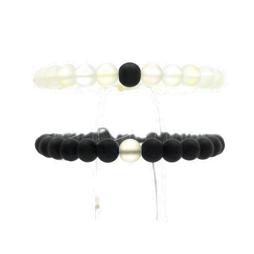 TUTTI JOYERÍA ARTESANAL Distance bracelet - Couple Bracelet - Pair of Distance Bracelets for Lovers -2 Pieces - Perfect Gift for Valentine's Day, Anniversaries and Other Occasions (Mermaid Glass Adjustable)