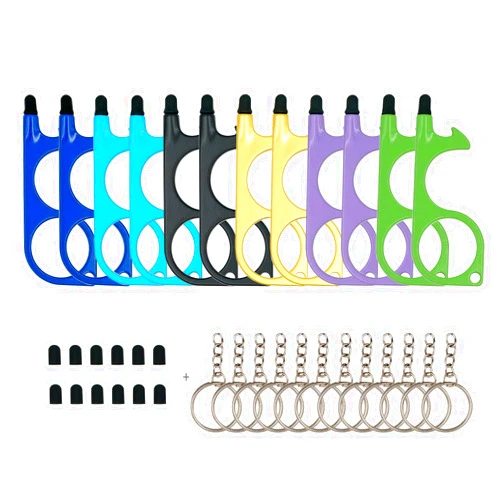VKWE 2 Sets No Touch Door Opener, 12 Pieces Door Ppener Tool with Stylus No Touch Tool with Keychain (12)