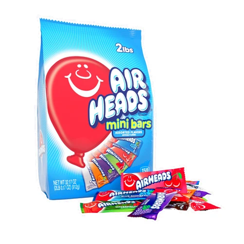 Airheads 80 Mini Bars, Chewy Fun Taffy Candy, Assorted Fruit Flavors, Non-Melting, Party 32.17oz (80 Count)