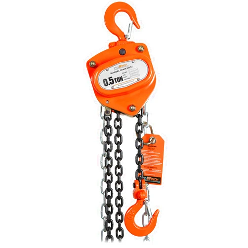 Prowinch 1100 lb (0.5 Ton) Manual Chain Hoist with 20 ft Durable G80 Black Tempered Chain for Efficient Lifting and Rigging in Industrial and Construction Applications.