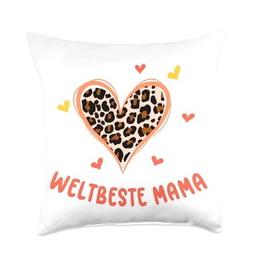 Weltbeste Mama Mutter Cute Love Sprüche Cute Sweet Mother's Day Wishes Messages Quote Throw Pillow, 18x18, Multicolor