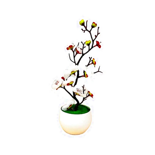 HASMI Artificial Trees Bonsai Silk Flowers Plum Artificial Potted Plants Blossoms Simulation Winter Plum Branch Vases Wedding Home Room Decorate Simulated Pine (Color : Brass)