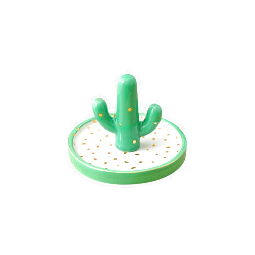 Alizonica Creative Ceramic Cactus Jewelry Earrings Key Storage Ornament
