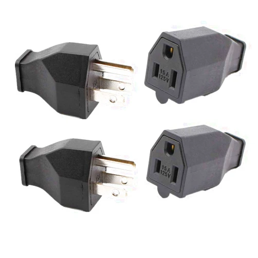LKYUYV (4xPCS) Straight Blade Plug, Male Female Replacement Plug,3-Wire Male Extension Cord Replacement Electrical Plugs End, 15 Amp 125 Volt,Black