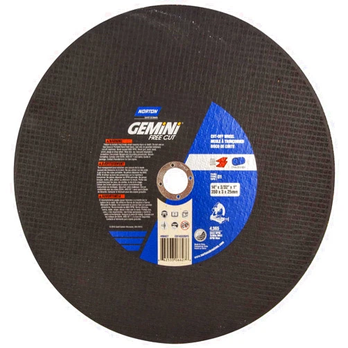 Norton 66253306627 14x3/32x1 In. Gemini AO Chop Saw Cut-Off Wheels, Fast Cut, Type 01/41, 36 Grit, 10 pack