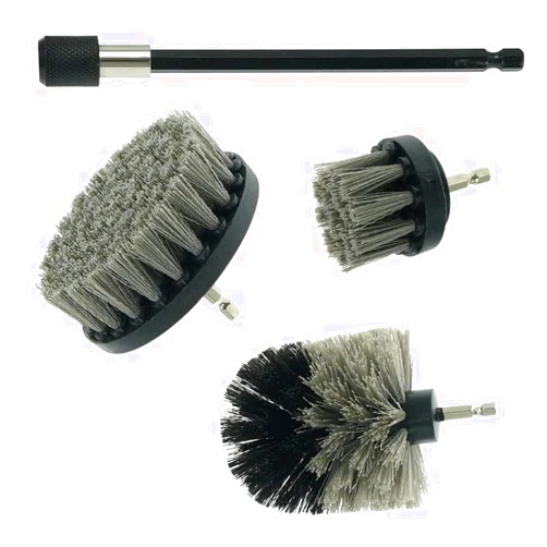 Sayutie 4Pcs Drill Brush Power Scrubber Cleaning Brush Extended Long Attachment Set All Purpose Drill Brushes Kit for Grout, Floor, Tub, Shower, Tile (Gray)