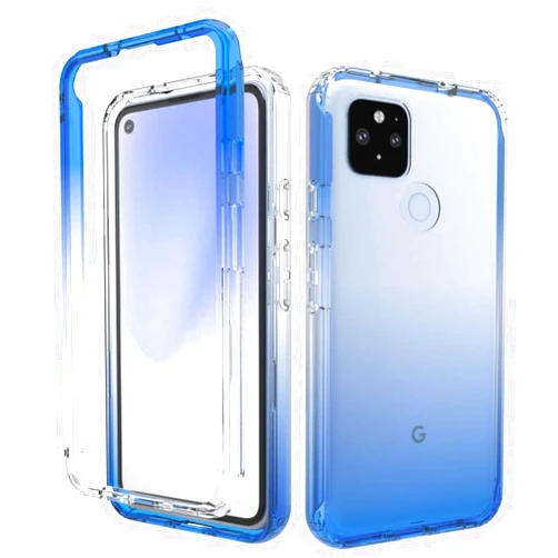 Onyxii Case Google Pixel 4A 5G Case [for 5G Version ONLY], Onyxii Full-Body Rugged Ultra Transparency Hybrid Protective Case with Built-in Screen Protector for Google Pixel 4A 5G (Blue)