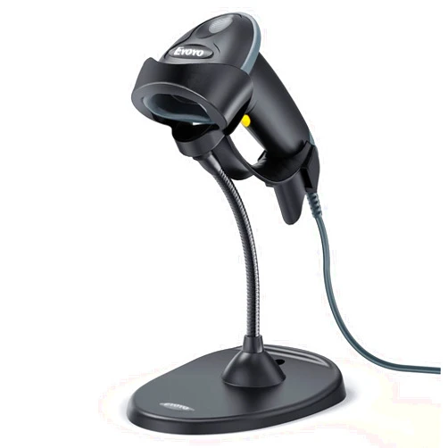 Eyoyo Handheld 2D Barcode Scanner with Gooseneck Stand, Automatic USB Wired QR Code Scanner Bar Code Reader Support Screen Scanning for PC POS System Library Store Supermarket Check-Out, Inventory