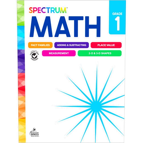 Spectrum,Carson Dellosa Education Spectrum 1st Grade Math Workbook, Math Workbook Grade 1 Ages 6 to 7, First Grade Math Workbook Covering Addition, Subtraction, Place Value, 2-3D Shapes and More, Math Classroom & Homeschool Curriculum