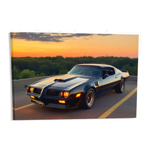 PailailaiNest Classic Automotive Sunset American Muscle Car Posters Room Decor Aesthetic Canvas Wall Art for Living Room Bedroom Prints Paintings Pictures Wall Decor Framed Unframed 12x18inch(30x45cm)