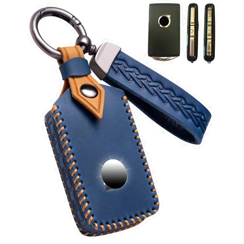YINEOR for Volvo Key Fob Cover Leather Car Key Case Keychain Fob Holder