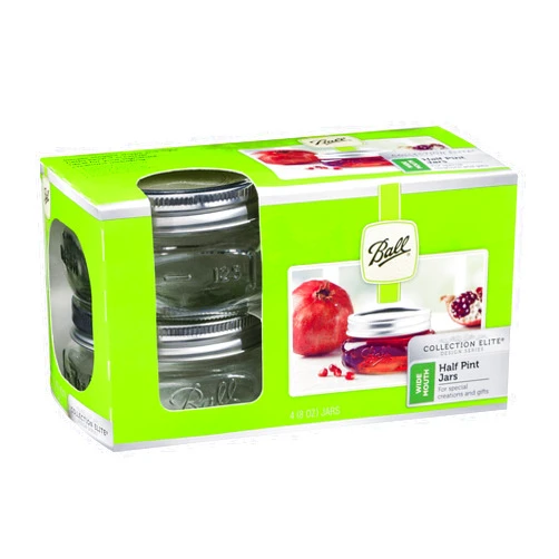 Ball Mason Wide Mouth Half Pint Jars - 8oz - 4 Jars Per Box
