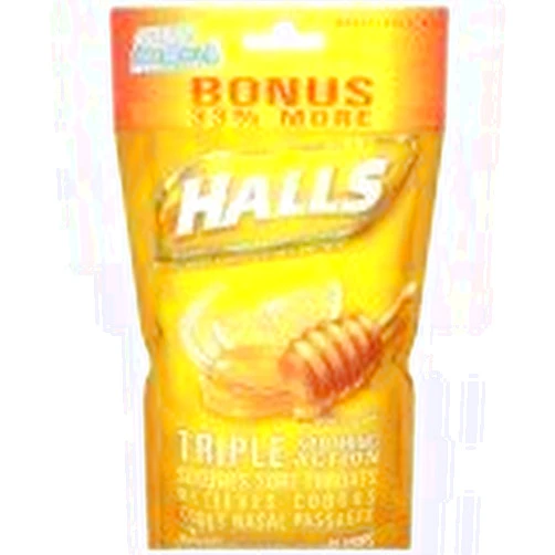 Halls Cough Drops - Honey Lemon - 40 Drops Per Package - Pack of 6