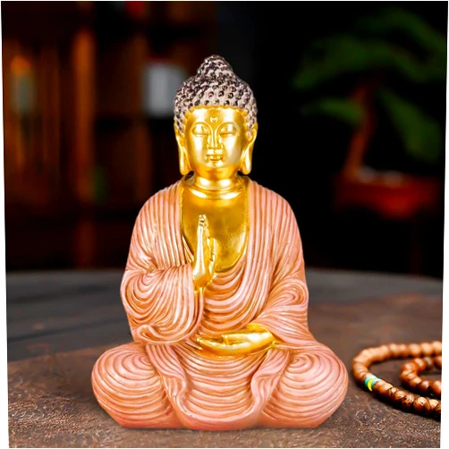 Houlu Golden Meditating Buddha Statue Indoor – 6.3 Inch Buddha Statue for Home Decor, Small Buddha Statues for Meditation and Spiritual Decor - Blessing Buddha