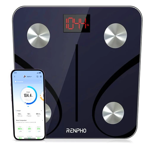 RENPHO Bluetooth Body Fat Scale, Digital Weight Scale Bathroom Smart Body Composition Analyzer Wireless BMI Compact Scale Health Monitor with Smartphone APP, 396 lbs