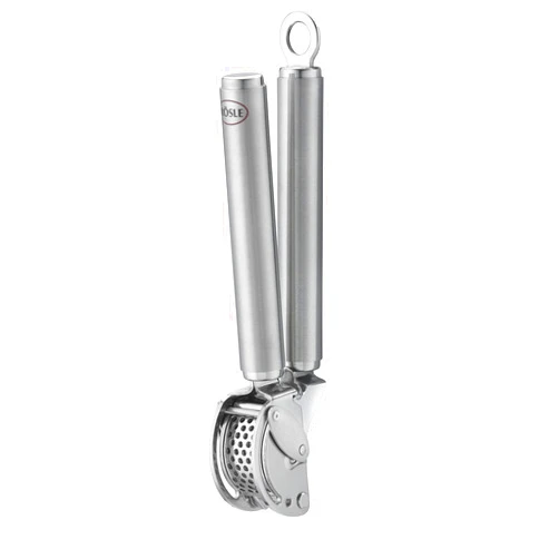 Rösle 12895 Stainless Steel Garlic & Ginger Press with Scraper for Effortless Mincing with Easy Cleanup, 13-inch