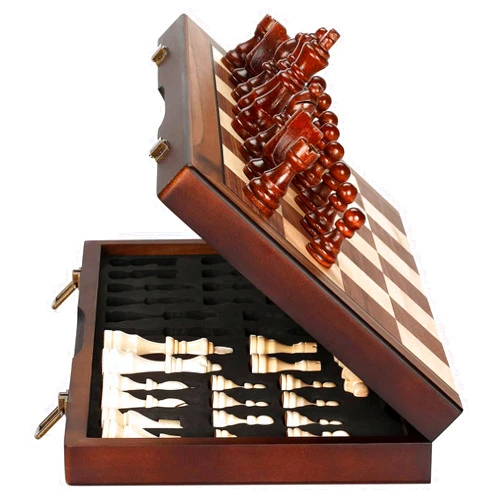 Hurdaos Magnetic Wooden Chess Board Set with Manual for Adults Kids 15 Inch Chess Puzzle with Handmade Pieces, Folding Portable Travel Unique Chess Game for Tournament Professional Beginner