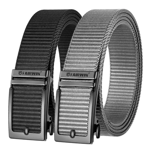 FAIRWIN Golf Belts for Men 2 Pack Mens Ratchet Casual Belts for Jeans Adjustable Slide Belt Carry Belt Web Nylon Belt